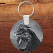 Porte-clés Coq noir et blanc (Recto)