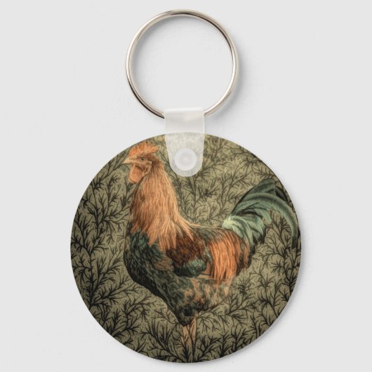 Porte-clés Coq rustique de poulet de ferme de campagne primit (Recto)