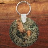 Porte-clés Coq rustique de poulet de ferme de campagne primit (Recto)