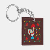 Porte-clés Coq traditionnel de Barcelos en blanc (Devant gauche)