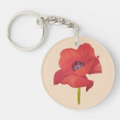 Porte-clés coquelicot rouge aquarelle (Devant)