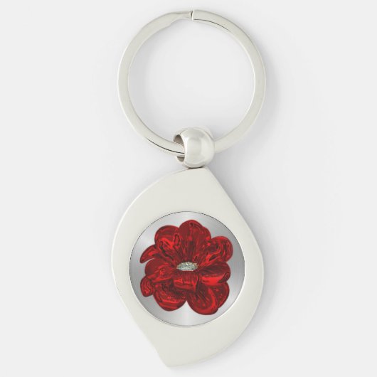 Porte-clés Coquelicot Rouge Métallisé (Devant)