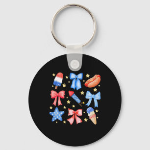 Porte-clés Coquette 4 juillet Blue Red Bows Stars