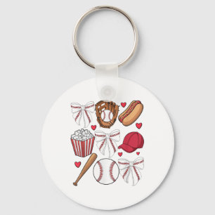 Porte-clés Coquette Baseball Femmes Bow Baseball Filles Cheer