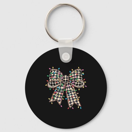 Porte-clés Coquette Bow Checkered Christmas Xmas Lights Pajam (Recto)