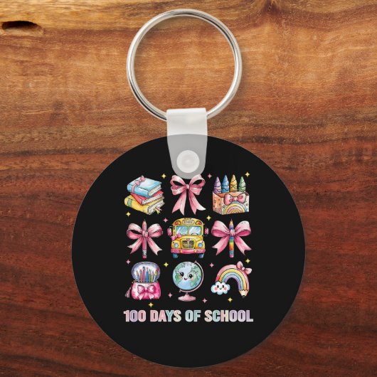 Porte-clés Coquette Bow Enseignant Étudiant 100 Jours D'École (Recto)