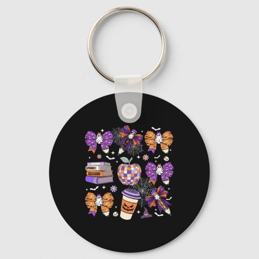 Porte-clés Coquette Bow Ghost Cute Halloween Enseignantes Fem (Recto)