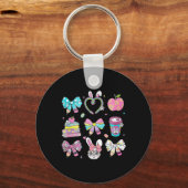 Porte-clés Coquette Bow Pencil Lapin Rabbit Enseignant Joyeux (Recto)