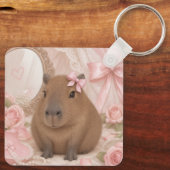 Porte-clés coquette capybara noeud rose (Verso)