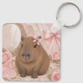 Porte-clés coquette capybara noeud rose (Dos)
