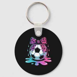 Porte-clés Coquette de football qui dégouline nœud léopard fo