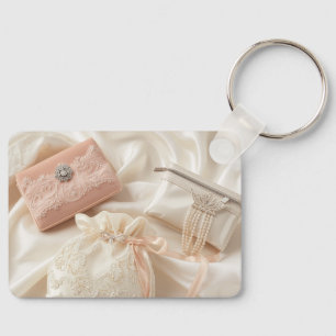Porte-clés Coquette en Satin Doux de Pêche Pour El