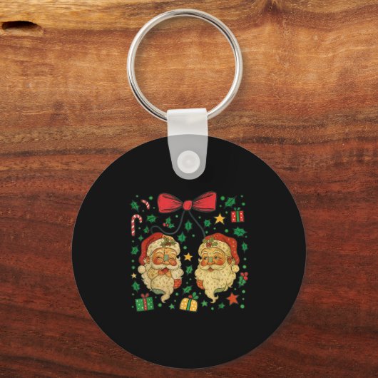Porte-clés Coquette Patchwork Santa Claus Retro Christmas Fun (Recto)
