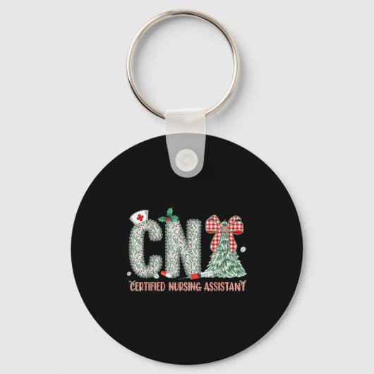 Porte-clés Coquette Preppy Christmas Cna Nurse Christmas Tree (Recto)