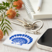 Porte-clés Coquillage - bleu cobalt et blanc (Devant Droit)