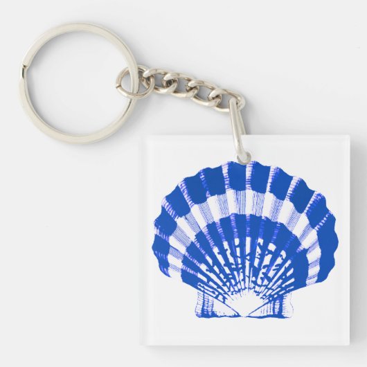 Porte-clés Coquillage - bleu cobalt et blanc (Devant)