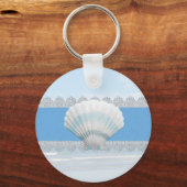 Porte-clés Coquillage Bleu Doux Et Dentelle (Recto)