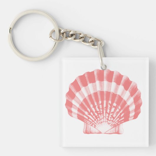 Porte-clés Coquillage - corail rose et blanc (Devant)