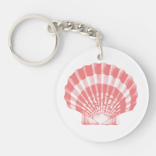Porte-clés Coquillage - corail rose et blanc (Devant)