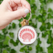 Porte-clés Coquillage - corail rose et blanc (Main)