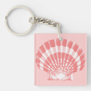 Porte-clés Coquillage - rose de corail et blanc