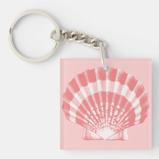 Porte-clés Coquillage - rose de corail et blanc (Devant)