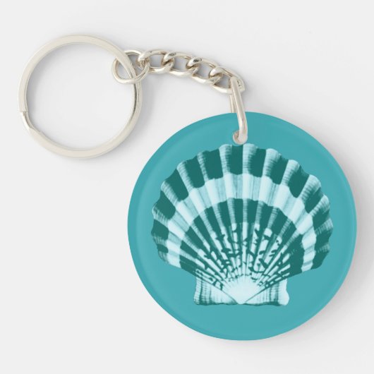 Porte-clés Coquillage - Tons bleu turquoise (Devant)