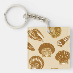 Porte-clés Coquillages - Brown sur un arrière - plan beige