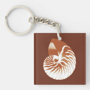 Porte-clés Coquille de Nautilus - cacao brun et blanc
