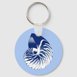 Porte-clés Coquille de Nautilus - marine, blanc & bleu clair