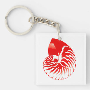 Porte-clés Coquille de Nautilus - rouge foncé et blanc