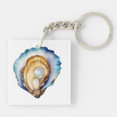 Porte-clés Coquille d'huître à l'aquarelle (Dos)