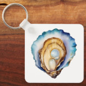 Porte-clés Coquille d'huître à l'aquarelle (Recto)