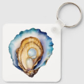Porte-clés Coquille d'huître à l'aquarelle (Dos)