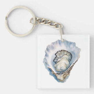 Porte-clés Coquille d'huître à l'aquarelle