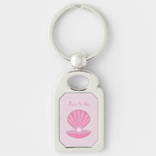 Porte-clés Coquille d'huîtres de bébé rose et de Pearl Maman