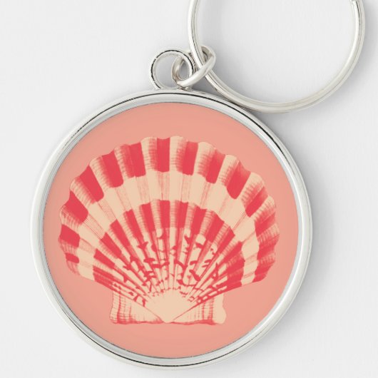 Porte-clés Coquille marine - corail et pêche (Devant)