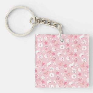 Porte-clés Coquilles de mer roses pastel et motif sans coutur