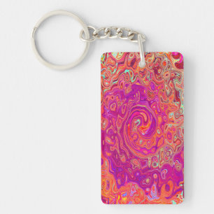 Porte-clés Corail Abstrait rétro et spirale de marbre pourpre