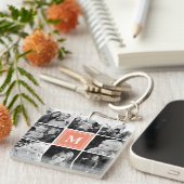 Porte-clés Coral Monogramme Famille Photo Collage (Devant Droit)
