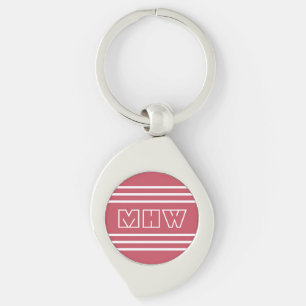 Porte-clés Coral Red Stripes personnalisé monogramme porte -