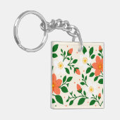 Porte-clés Coraux élégants et fleurs blanches avec feuillage (Devant gauche)