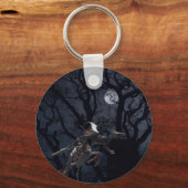 Porte-clés Corbeau et squelette de rat au clair de lune (Recto)