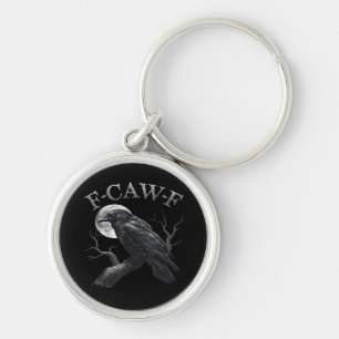 Porte-clés Corbeau F-Caw-F Oiseau Drôle Lune Gothique Humour