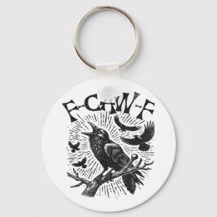Porte-clés Corbeau gothique F-Caw-F Humour Drôle Essentiel Ré