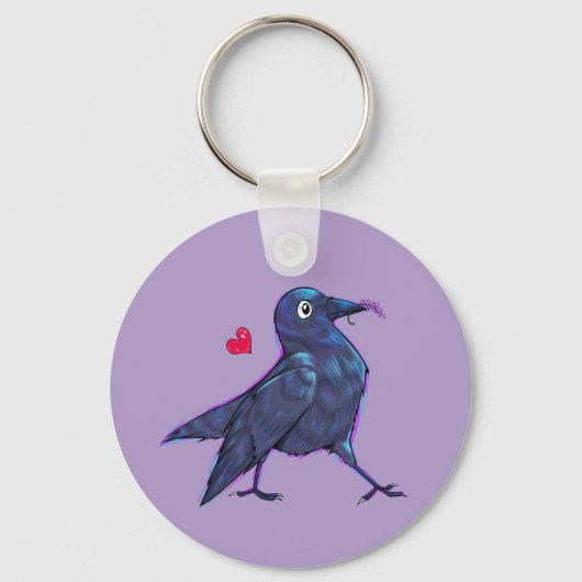 Porte-clés Corbeau Lavande Mignon (Recto)