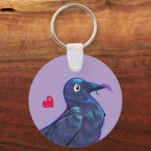 Porte-clés Corbeau Lavande Mignon (Verso)
