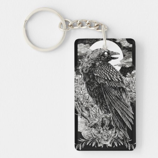 Porte-clés Corbeau Mystique Sombre (Devant)
