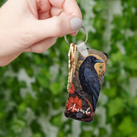 Corbeau noir avec fleurs Design gothique
