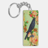 Porte-clés Corbeau noir et Rose (Devant gauche)